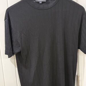 Pronti Mens Small Black Ribbed T-Shirt Short Sleeve Crew Neck Casual Tee